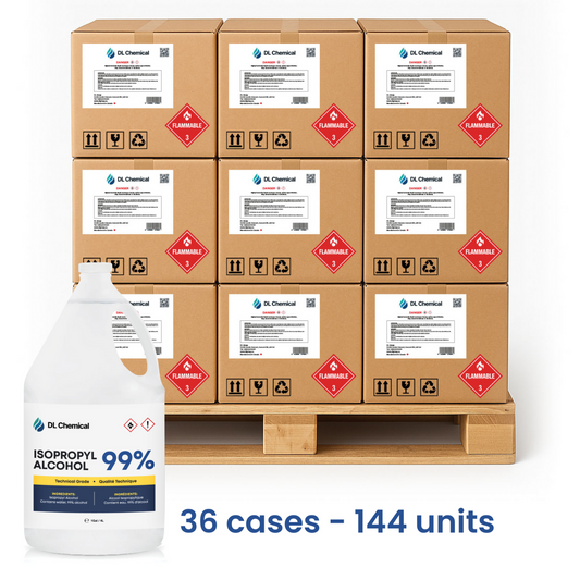 Isopropyl Alcohol Tech Grade 99% Skid of 36 cases - 144 4 Liter Units Total
